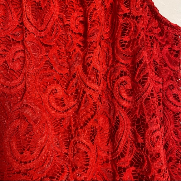 Tacera Elegant Red Lace Halter Women's Blouse Sz XL Sleeveless spaghetti strap - Picture 10 of 10